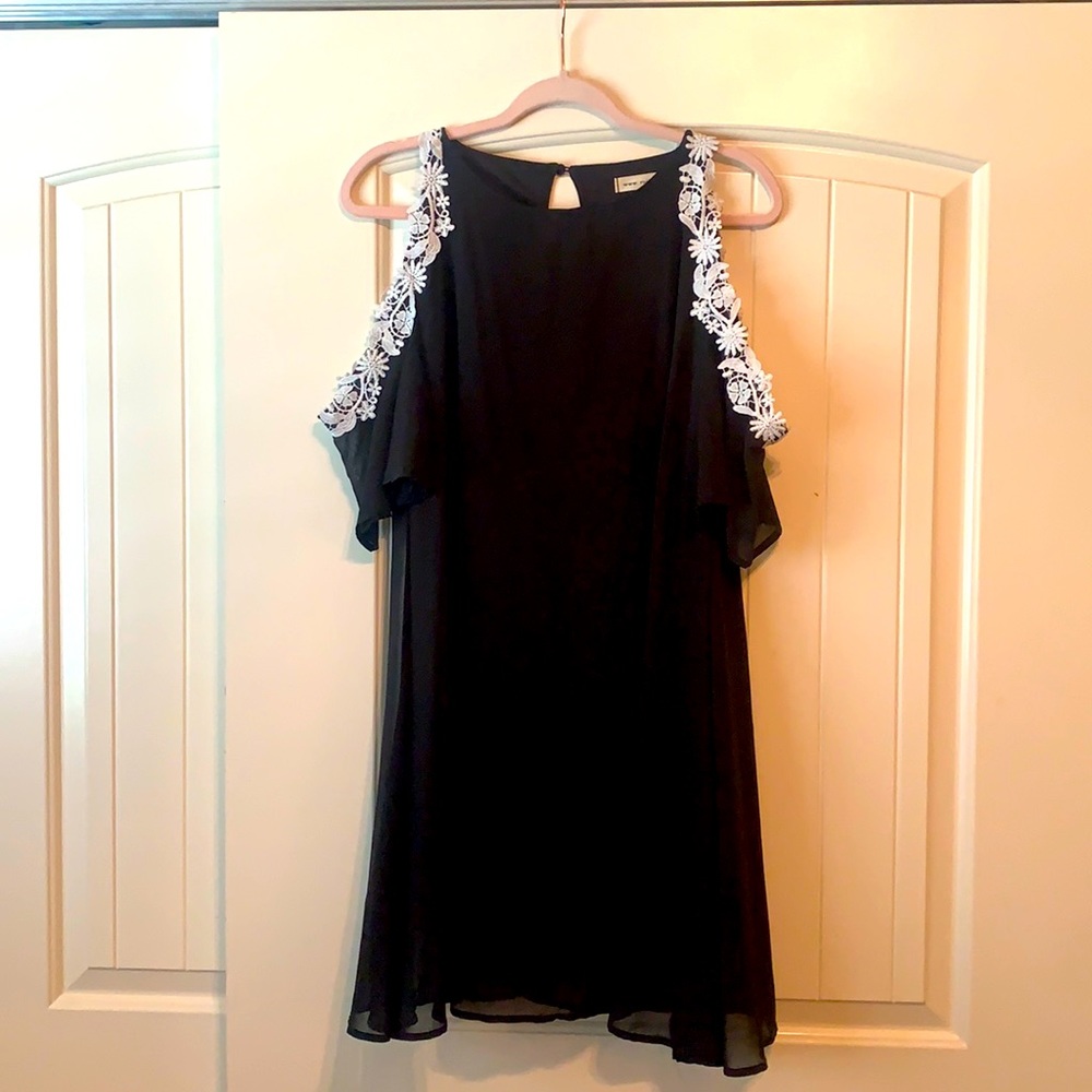 Black, cold shoulder dress